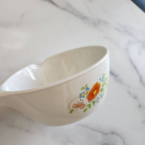 Corningware 2.5 cup 70s white cooling pot matching clear glass lid retro floral - Picture 4 of 6